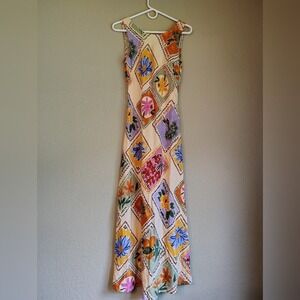 Paper Heart Anthropologie Herbs And Spices Patchwork Maxi Dress Open Back Large